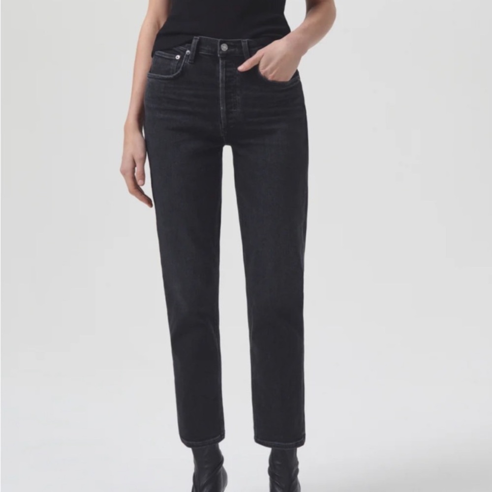 AGOLDE Riley High Rise Straight Jean Black Size 25